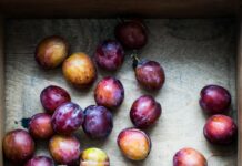 여름철 다이어트를 위한 저칼로리 디저트 bunch of Spanish plum on brown surface